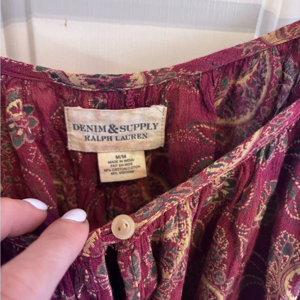 Denim & Supply Ralph Lauren Red Paisley Off-Shoulder Boho chic top - Picture 6 of 7
